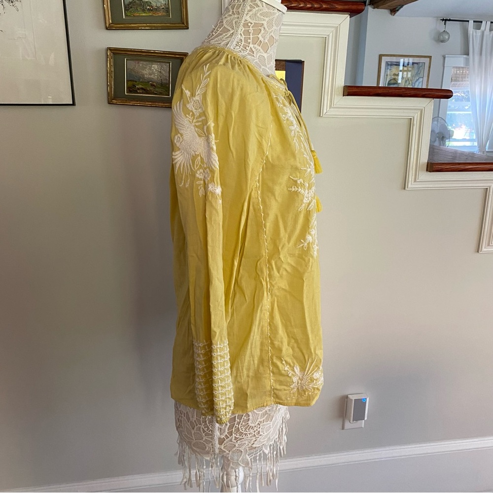 DYLAN x ANTHROPOLOGIE Yellow Embroidered Blouse Small - Picture 5 of 5